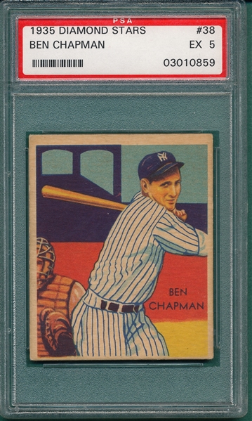 1934-36 Diamond Stars #38 Ben Chapman PSA 5
