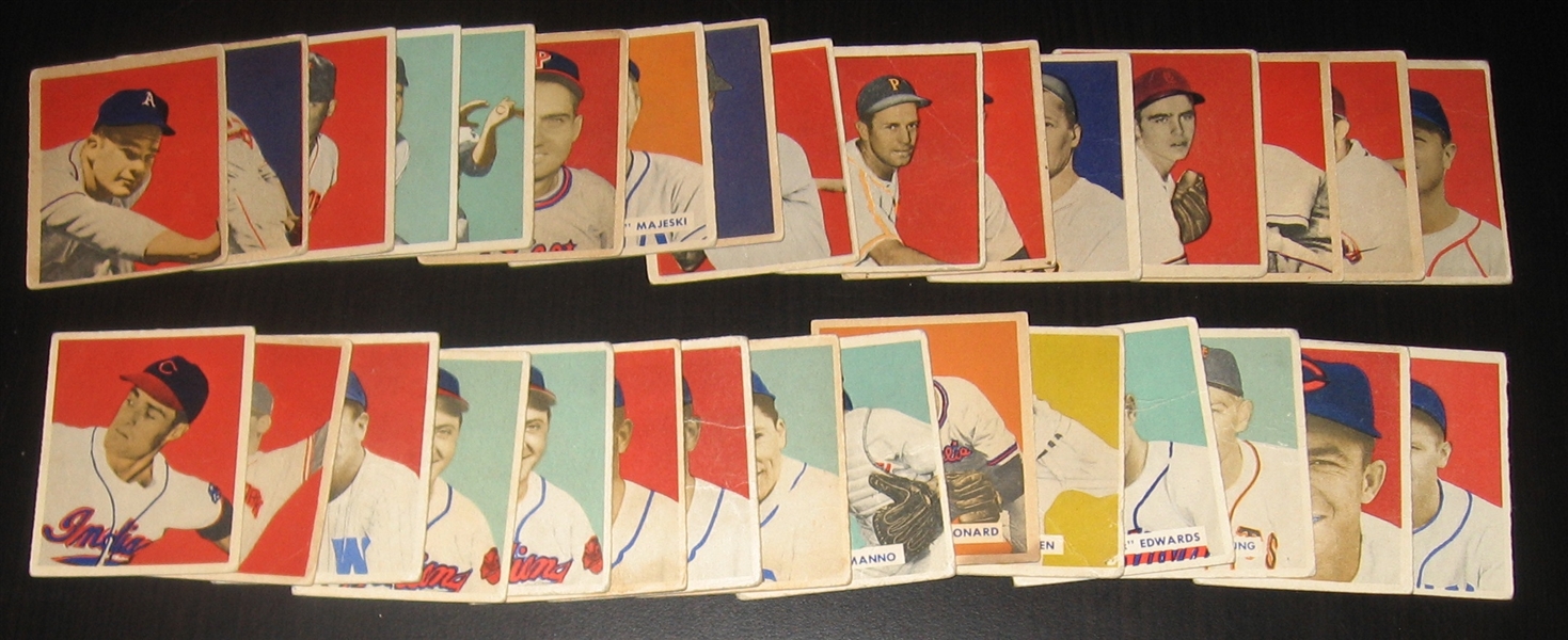 1949 Bowman Lot of (33) W/ #14 Simmons, Rookie 