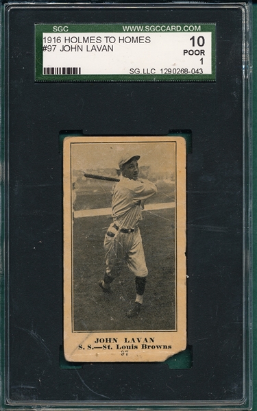 1916 Holmes To Holmes #97 John Lavan SGC 10 *Only One Graded*