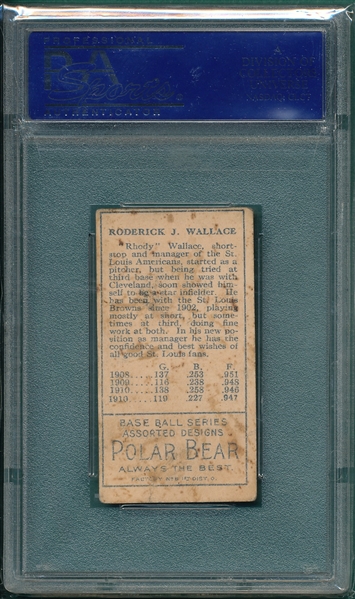 1911 T205 Wallace, No Cap, Two Lines, Polar Bear, PSA 2