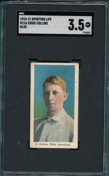 1910-11 M116 Eddie Collins, Blue, Sporting Life SGC 3.5