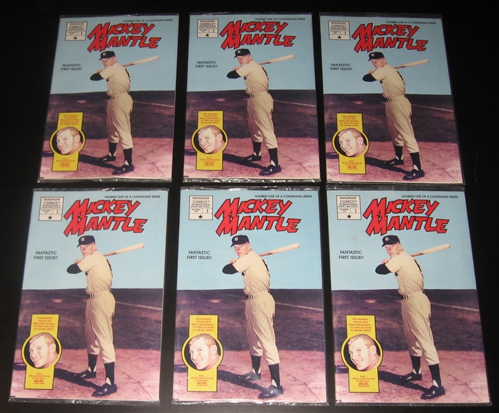 1991 Magnum Mickey Mantle (6) & 1992 Celebrity Joe DiMaggio, Lot of (7) Comics