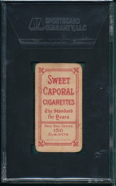 1909-1911 T206 Brown, Mordecai, Cubs On Shirt, Sweet Caporal Cigarettes SGC 1.5