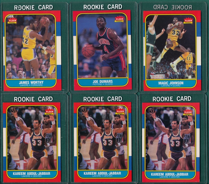 1986-87 Fleer Lot of (11) W/ Olajuwon & Malone, Rookies