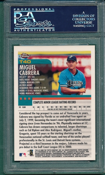 2000 Topps Chrome Traded #T40 Miguel Cabrera PSA 9 *MINT*
