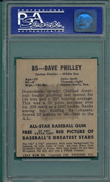 1948 Leaf #85 Dave Philley PSA 5 (ST) *SP*
