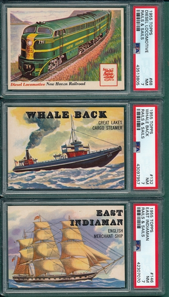 1955 Rails & Sails #68, #132 & #146, Lot of (3) PSA 7