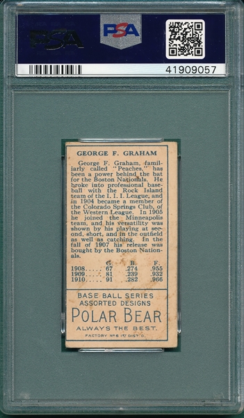 1911 T205 Graham, Cubs, Polar Bear, PSA 2