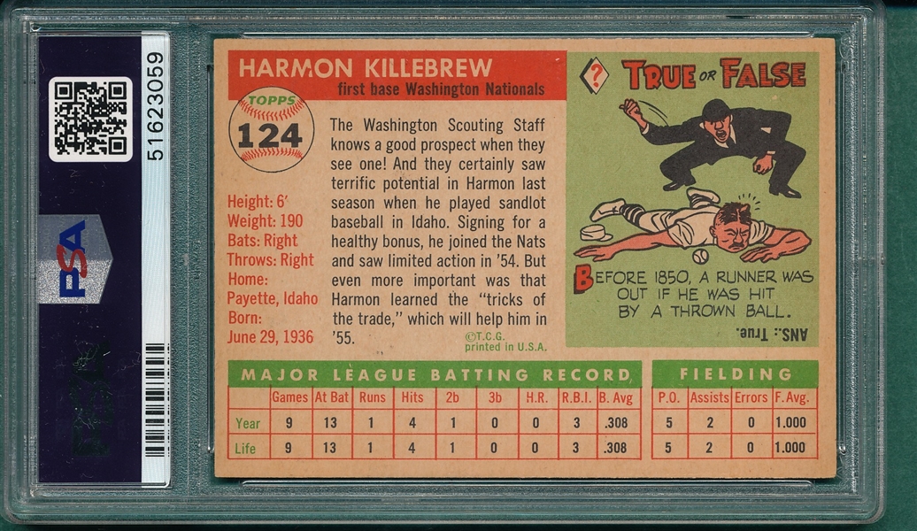 1955 Topps #124 Harmon Killebrew PSA 5 *Rookie*