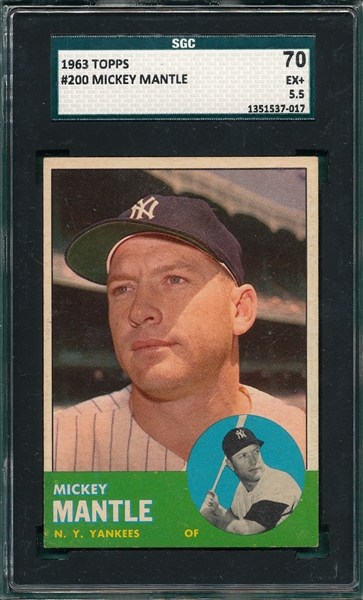 1963 Topps #200 Mickey Mantle SGC 70