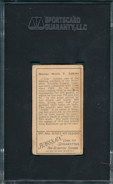 1911 T205 Adkins Hassan Cigarettes SGC 2 *Minor Leaguer*
