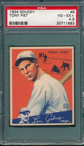 1934 Goudey #08 Tony Piet PSA 4.5
