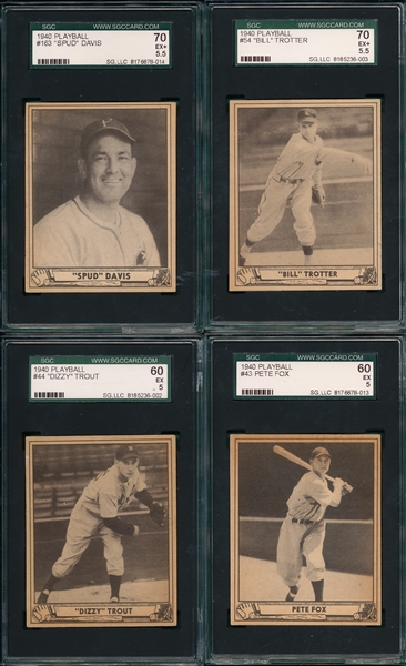 1940 Play Ball Lot of (4) W/ #44 Trout SGC 