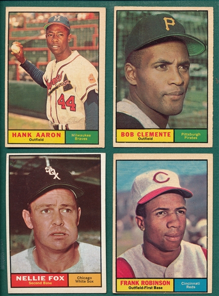 1961 Topps Lot of (4) W/ Aaron & Clemente