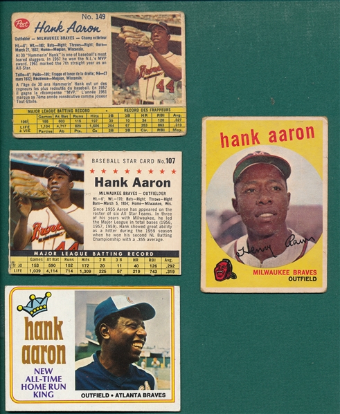 1955-2000s Lot of (169) Hank Aaron 
