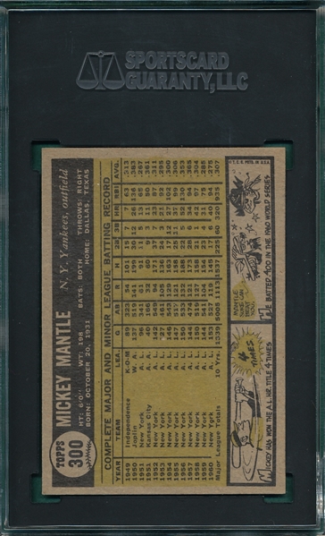 1961 Topps #300 Mickey Mantle SGC 5
