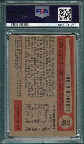 1954 Bowman #95 Robin Roberts PSA 4/ Auto Authentic *Signed*