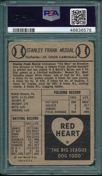 1954 Red Heart Stan Musial PSA 1.5 (MK)