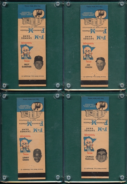 1961 Minnesota Twins F & M Matchbooks Complete Set (10) W/ Killebrew