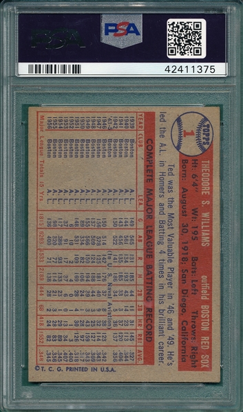 1957 Topps #1 Ted Williams PSA 5