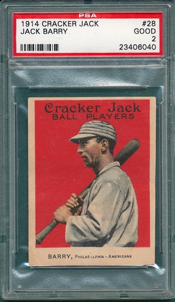 1914 Cracker Jack #28 Jack Barry PSA 2