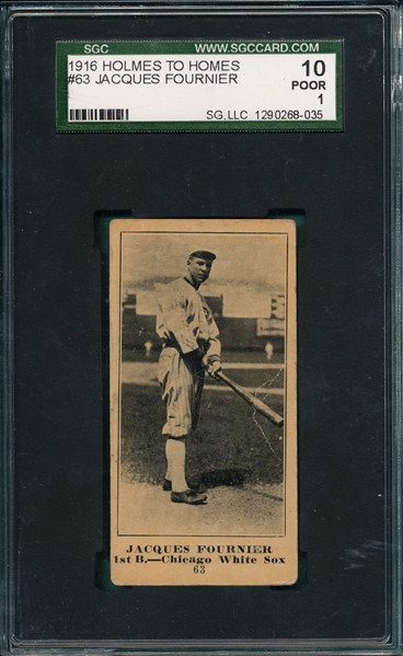 1916 Holmes To Holmes #63 Jacques Fournier SGC 10 *Only One Graded* 