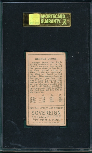 1911 T205 Stone Sovereign Cigarettes SGC 60