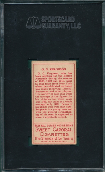 1911 T205 Ferguson Sweet Caporal Cigarettes SGC 50