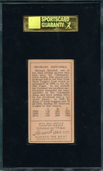1911 T205 Mitchell Honest Long Cut SGC 70