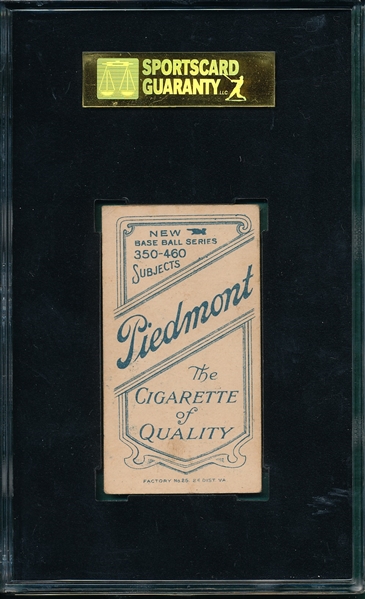 1909-1911 T206 Chance, Batting, Piedmont Cigarettes SGC 60