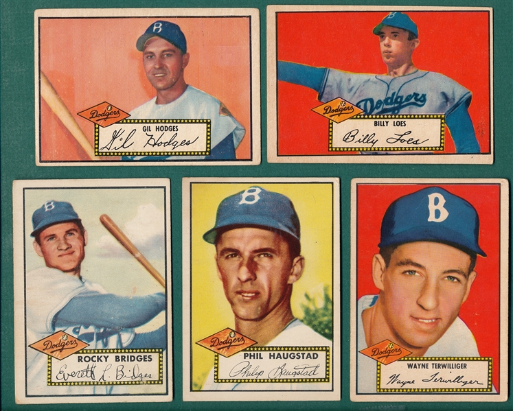 1952 Topps Lot of (5) Dodgers W/ Hodges