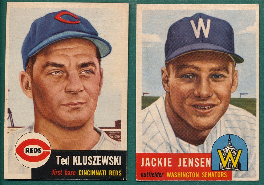1953 Topps #162 Kluszewski & #265 Jensen, Hi #, Lot of (2)