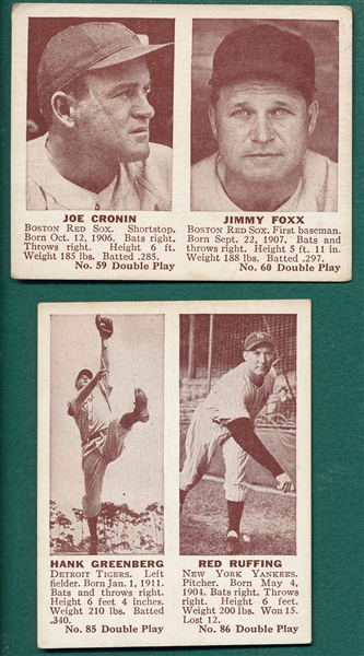 1941 Double Play 59/60 Foxx & 85 Greenberg/ 86 Ruffing, Lot of (2)