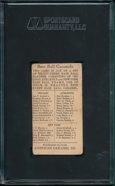 1909 E91B Frank Baker American Caramel Co. SGC 1
