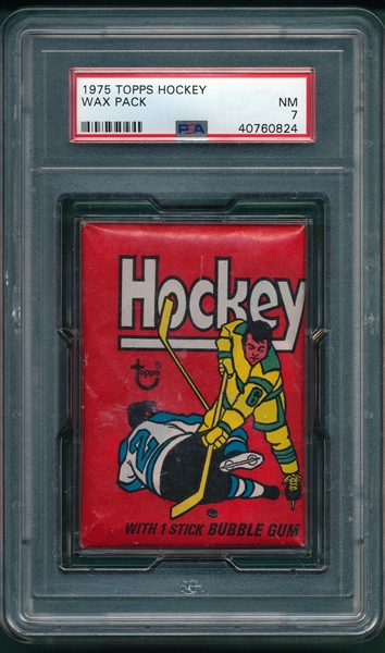1975 Topps Hockey Unopened Wax Pack PSA 7