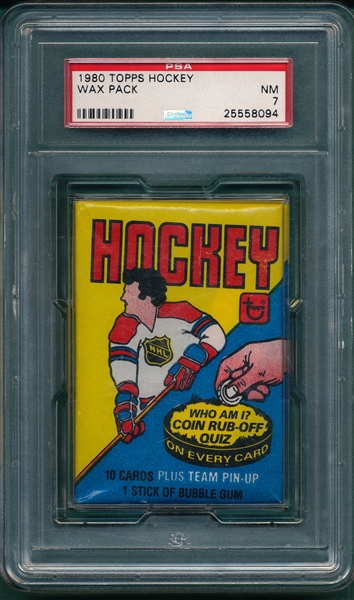 1980 Topps Hockey Unopened Wax Pack PSA 7 *2nd Year Gretzky*