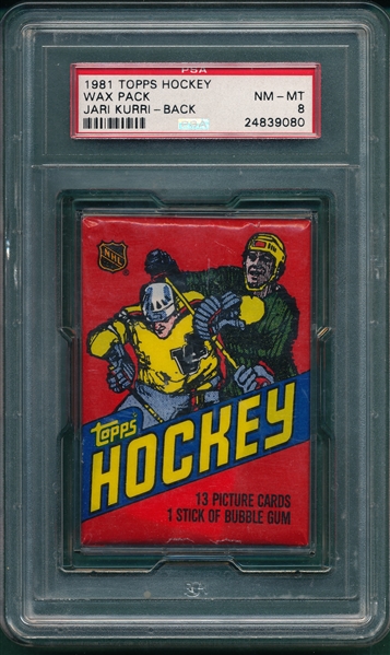 1981 Topps Hockey Unopened Wax Pack PSA 8 *Kurri On Back*