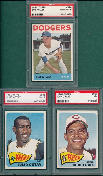 1964-65 Topps Lot of (7) W/ #394 Miller PSA 8  