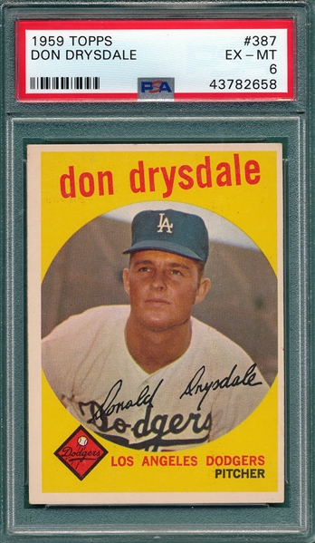 1959 Topps #387 Don Drysdale PSA 6