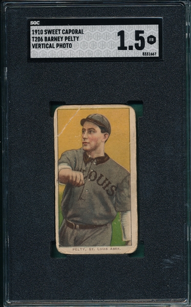 1909-1911 T206 Pelty, Vertical, Sweet Caporal Cigarettes SGC 1.5