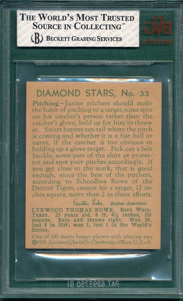 1934-36 Diamond Stars #33 Schoolboy Rowe BVG 7