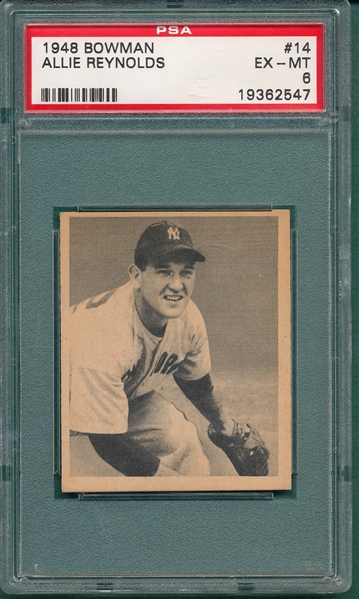 1948 Bowman #14 Allie Reynolds PSA 6