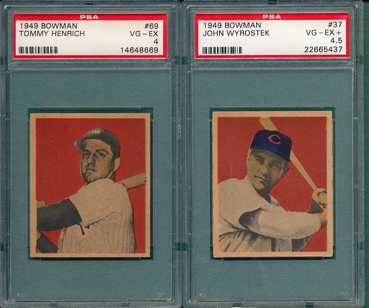 1949 Bowman #37 Wyrostek & #69 Henrich, Lot of (2) PSA