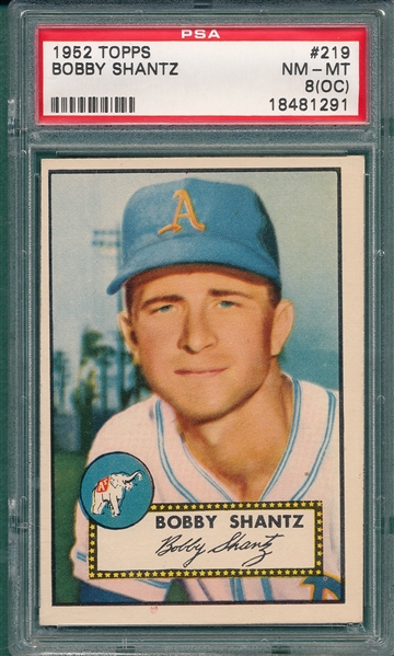 1952 Topps #219 Bobby Shantz PSA 8 (OC)
