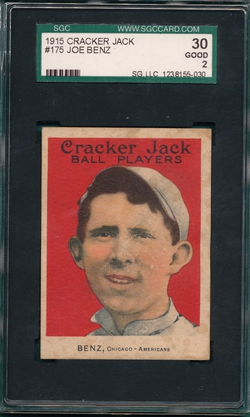 1915 Cracker Jack #175 Joe Benz SGC 30