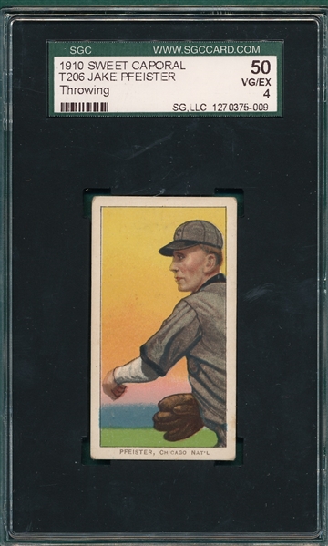 1909-1911 T206 Pfeister, Throwing, Sweet Caporal Cigarettes SGC 50