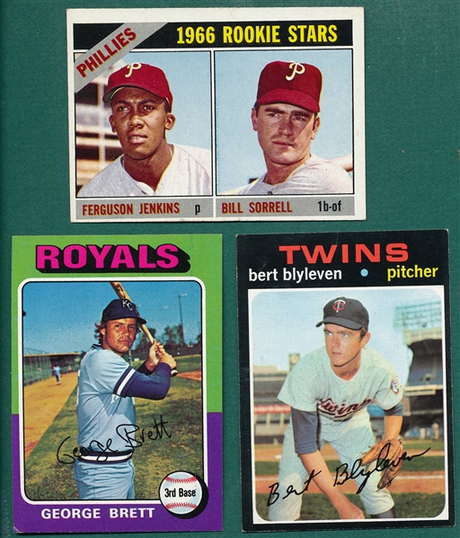 1966-89 Lot of (7) Rookie Cards W/ Jenkins, Blyleven & Brett