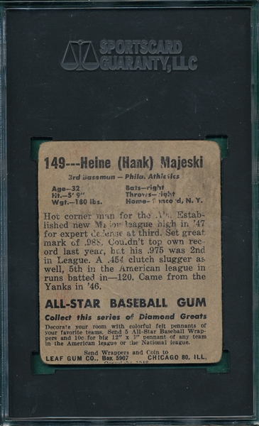 1948 Leaf #149 Henry Majeski SGC Authentic *SP*