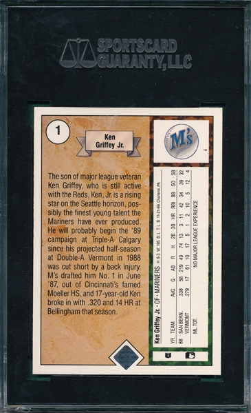 1989 Upper Deck #1 Ken Griffey Jr. SGC 96 *MINT* *Rookie*