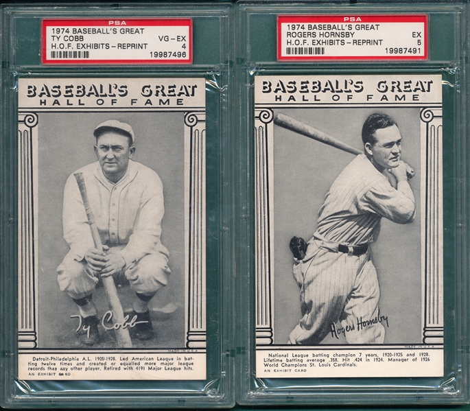 1974 Hall of Fame Exhibits Lot of (4) W/ Cobb PSA